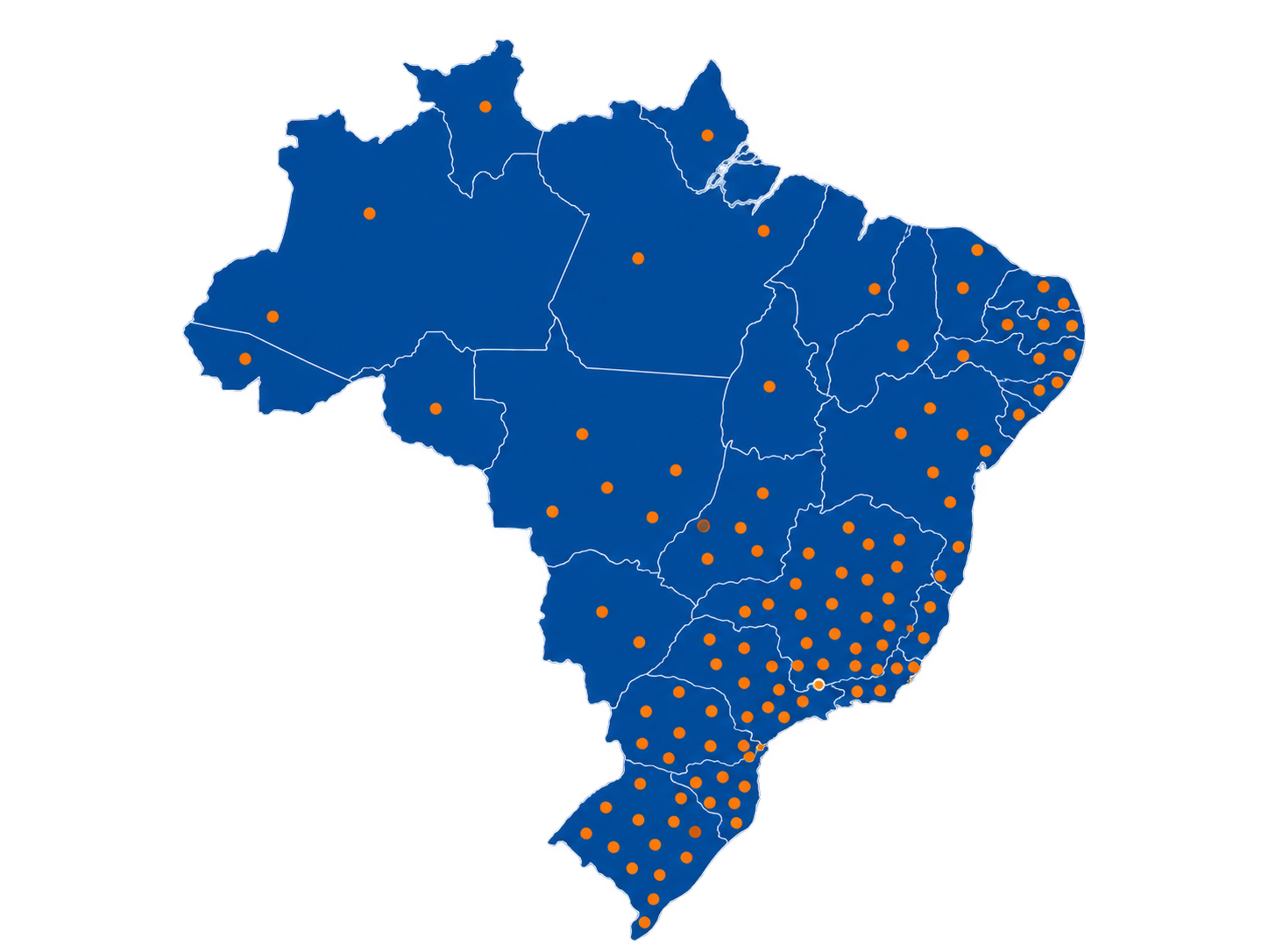 Mapa do Brasil com presença da Global Governance em diferentes regiões